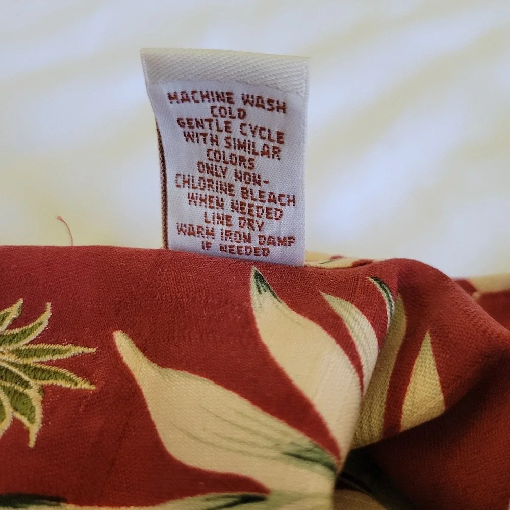 Caribbean XL Silk Hawaiian‎ Shirt Red Floral Button Up